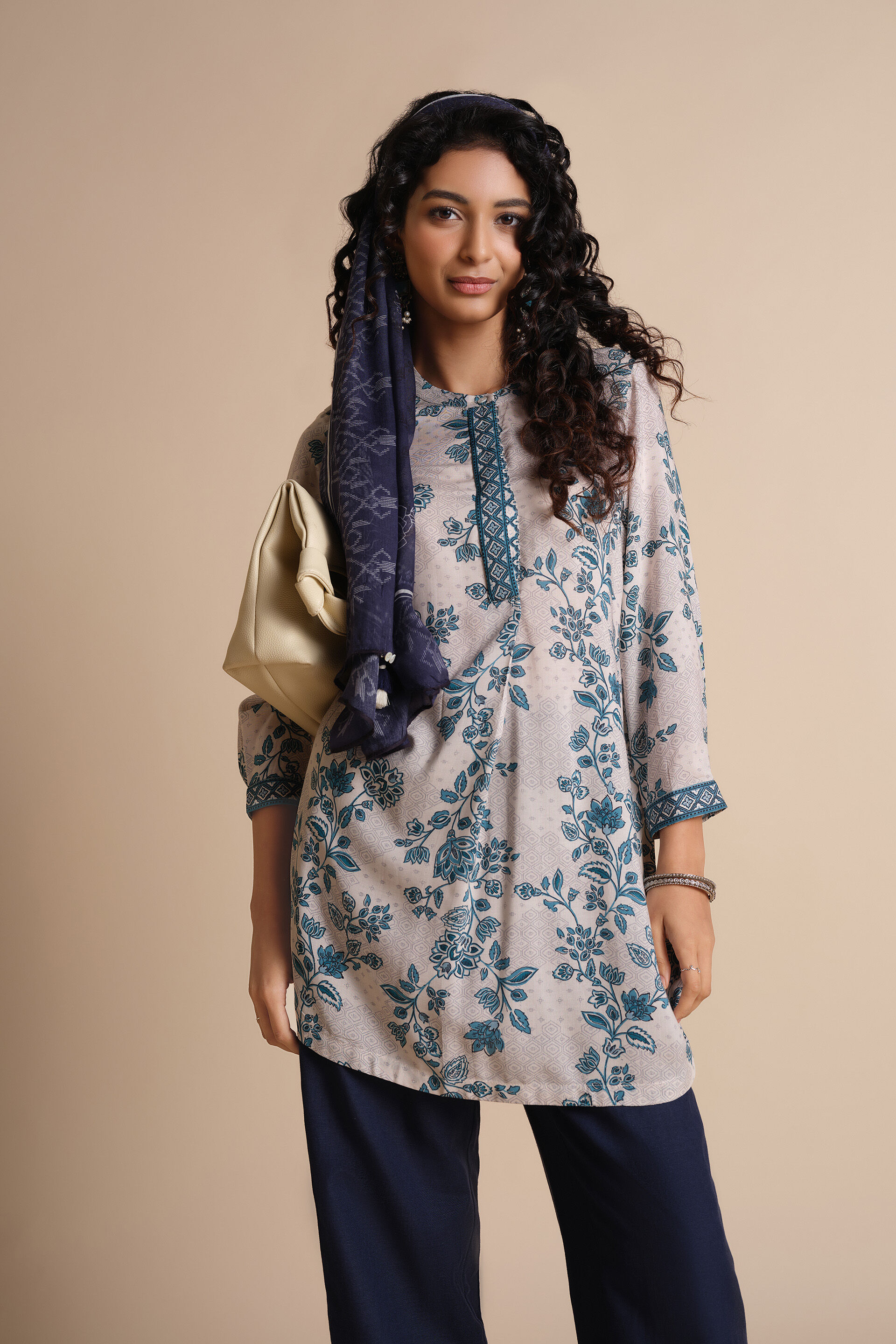 Phool Patti Tunic, Off White, image 2